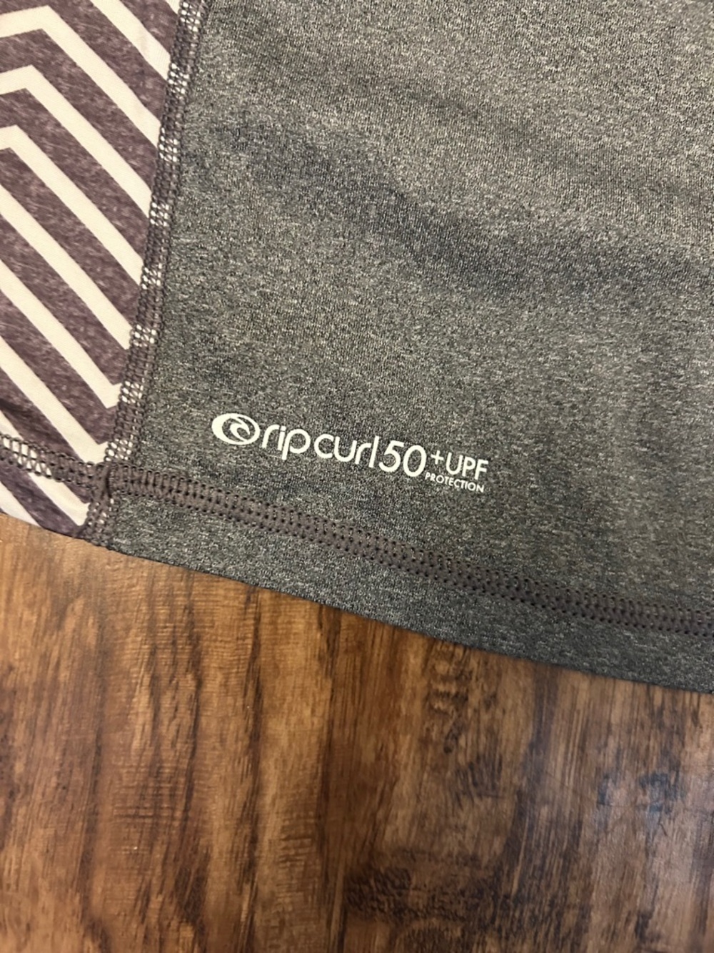 Rip Curl Gray Short Sleeve Rash Tee with Chevron Panels - Picture 5 of 5